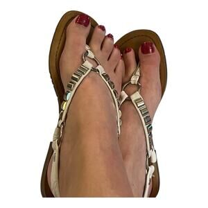 Jessica Simpson White Strappy Sandals Women's Size 6.5B. A28